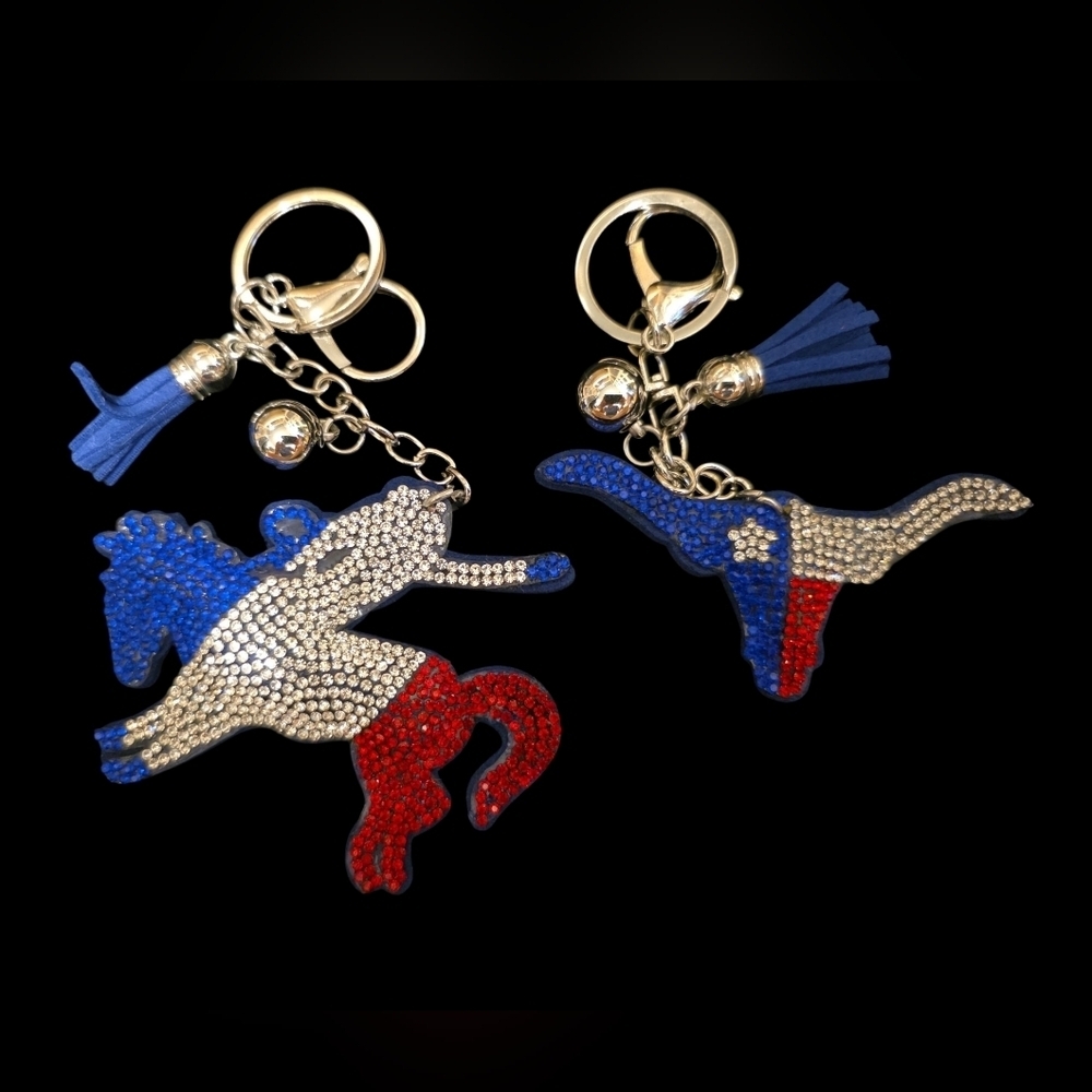 Texas Pride Rhinestone Bag Charm & Keychain